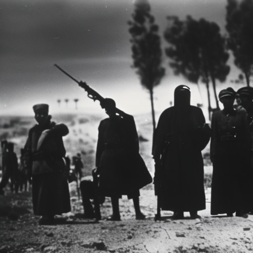Artistic interpretation of the historical topic - 1947–1948 civil war in Mandatory Palestine