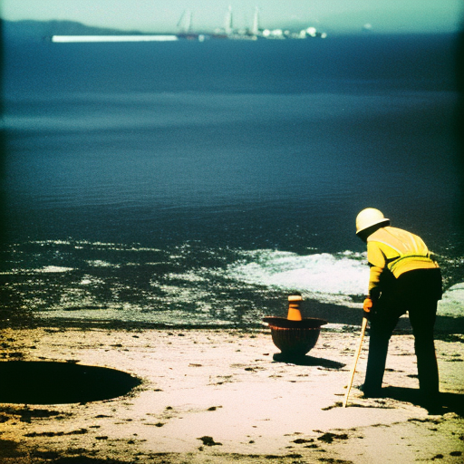 Artistic interpretation of the historical topic - 1971 San Francisco Bay oil spill
