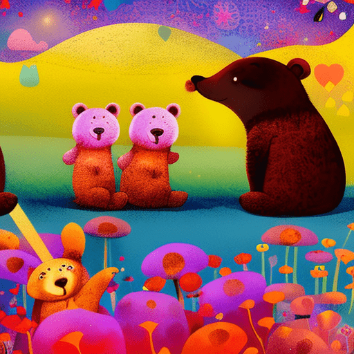 Artistic interpretation of themes and motifs of the book A Kiss for Little Bear by Else Holmelund Minarik
