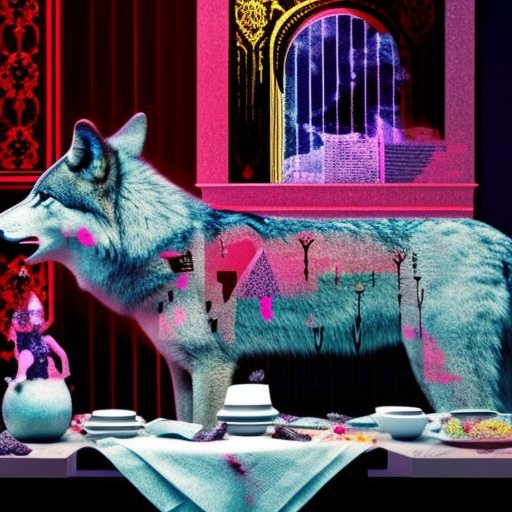 Artistic interpretation of themes and motifs of the book A Wolf at the Table by Augusten Burroughs