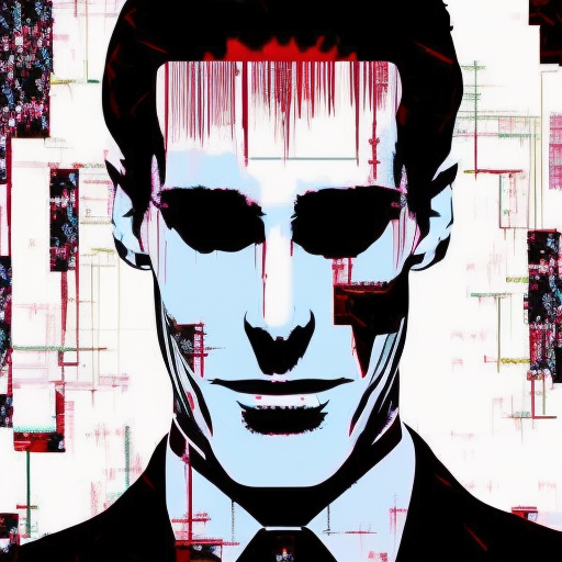 Artistic interpretation of themes and motifs of the book American Psycho by Bret Easton Ellis