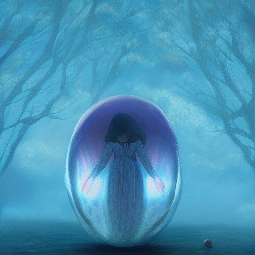 Artistic interpretation of themes and motifs of the movie Angel's Egg by Mamoru Oshii
