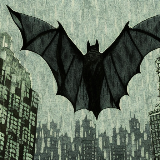 Artistic interpretation of themes and motifs of the movie Batman: The Dark Knight Returns, Part 1 by Jay Oliva