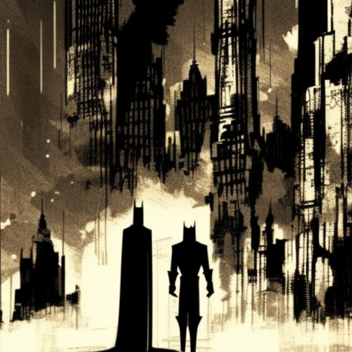 Artistic interpretation of themes and motifs of the book Batman: Year One by Frank Miller