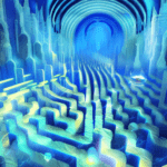 Artistic interpretation of themes and motifs of the book Blue Labyrinth by Douglas Preston