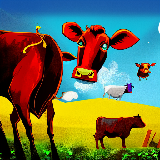 Artistic interpretation of themes and motifs of the book Click, Clack, Moo: Cows That Type by Doreen Cronin