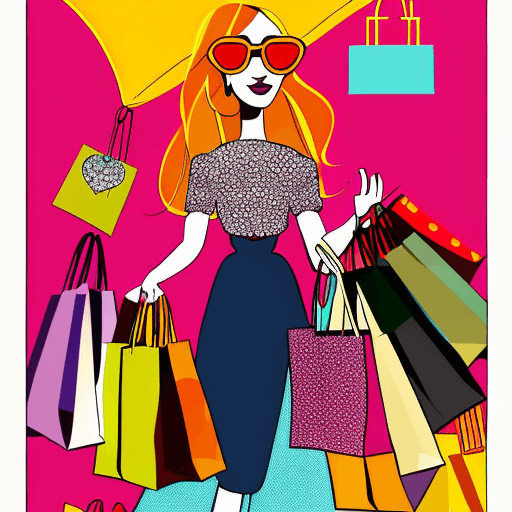 Artistic interpretation of themes and motifs of the book Confessions of a Shopaholic by Sophie Kinsella