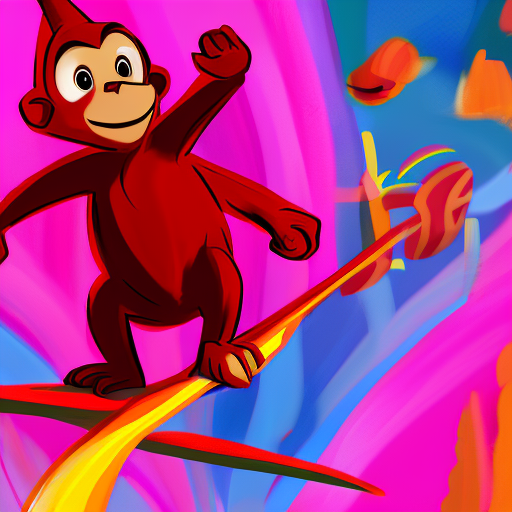 Artistic interpretation of themes and motifs of the book Curious George by H.A. Rey