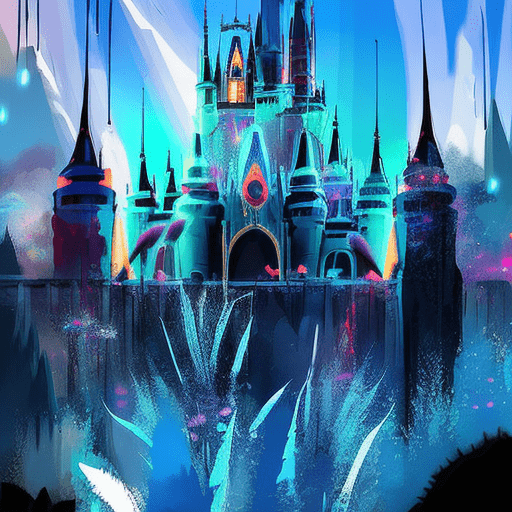 Artistic interpretation of themes and motifs of the book Down and Out in the Magic Kingdom by Cory Doctorow