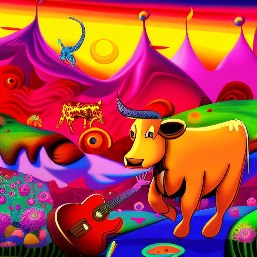Artistic interpretation of themes and motifs of the book Going Bovine by Libba Bray