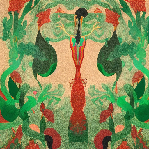 Artistic interpretation of themes and motifs of the movie Green Snake by Amp Wong
