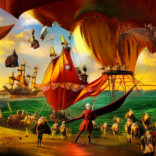 Artistic interpretation of themes and motifs of the book Gulliver's Travels by Jonathan Swift