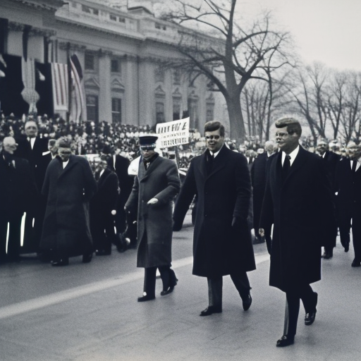 Artistic interpretation of the historical topic - John F. Kennedy 1961 presidential inauguration