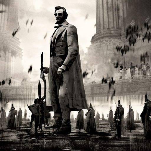 Artistic interpretation of themes and motifs of the book Killing Lincoln: The Shocking Assassination that Changed America Forever by Bill O'Reilly