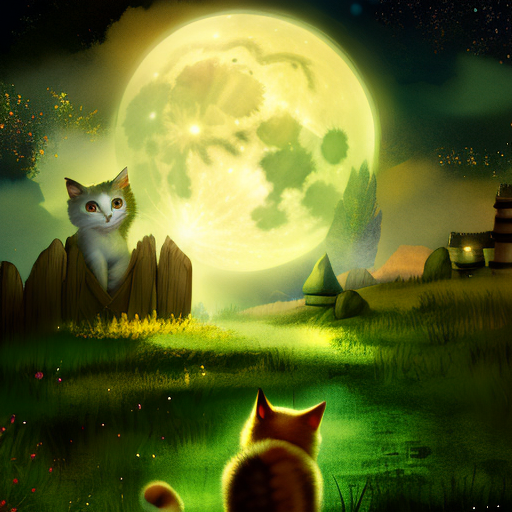 Artistic interpretation of themes and motifs of the book Kitten's First Full Moon by Kevin Henkes