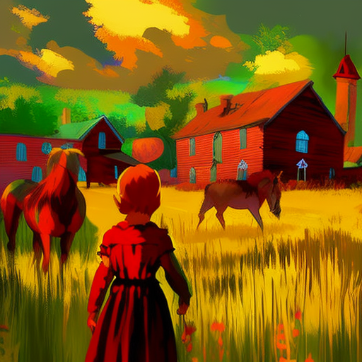 Artistic interpretation of themes and motifs of the book Little Town on the Prairie by Laura Ingalls Wilder