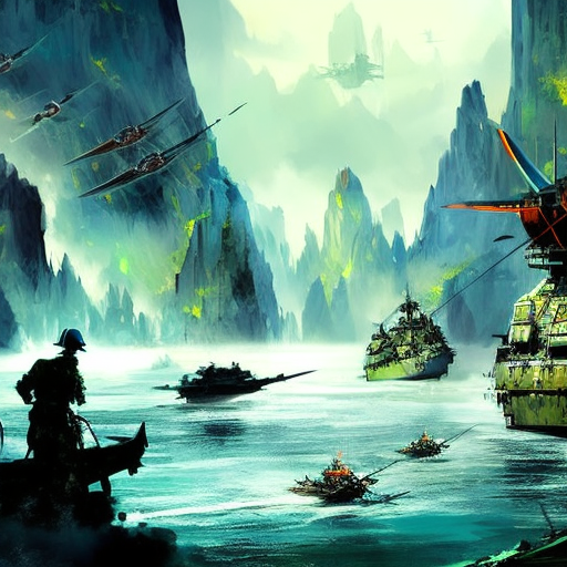 Artistic interpretation of themes and motifs of the book Lost in Shangri-la: A True Story of Survival, Adventure, and the Most Incredible Rescue Mission of World War II by Mitchell Zuckoff