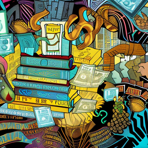 Artistic interpretation of themes and motifs of the book Making Money by Terry Pratchett