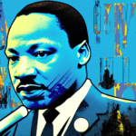 Artistic interpretation of themes and motifs of the book Martin's Big Words: The Life of Dr. Martin Luther King Jr. by Doreen Rappaport