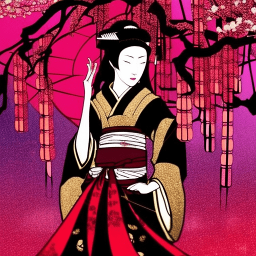 Artistic interpretation of themes and motifs of the book Memoirs of a Geisha by Arthur Golden