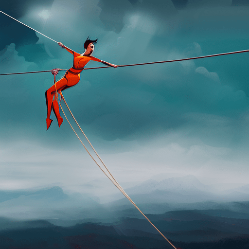 Artistic interpretation of themes and motifs of the book Mirette on the High Wire by Emily Arnold McCully