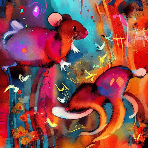 Artistic interpretation of themes and motifs of the book Mouse Paint by Ellen Stoll Walsh