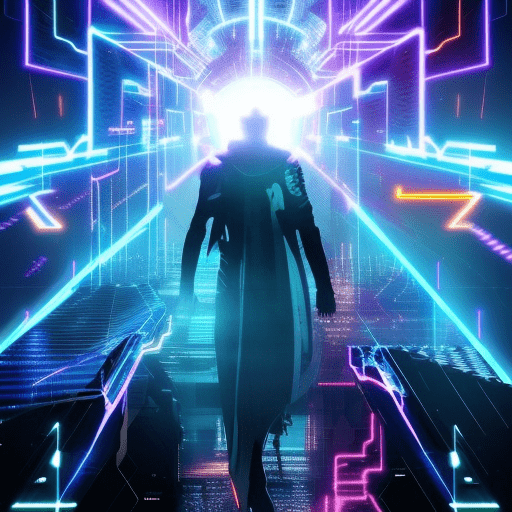 Artistic interpretation of themes and motifs of the book Neuromancer by William Gibson