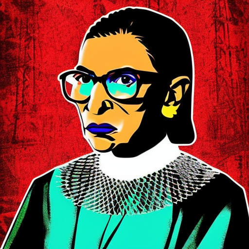 Artistic interpretation of themes and motifs of the book Notorious RBG: The Life and Times of Ruth Bader Ginsburg by Irin Carmon