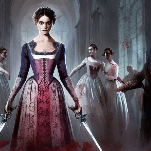 Artistic interpretation of themes and motifs of the book Pride and Prejudice and Zombies by Seth Grahame-Smith