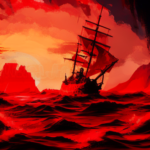 Artistic interpretation of themes and motifs of the book Red Seas Under Red Skies by Scott Lynch