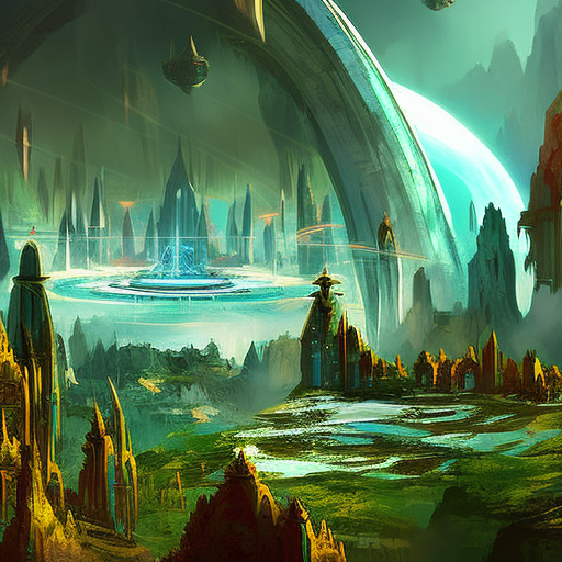 Artistic interpretation of themes and motifs of the book Ringworld by Larry Niven