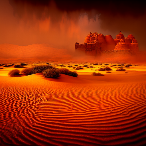 Artistic interpretation of themes and motifs of the book Sandstorm by James Rollins