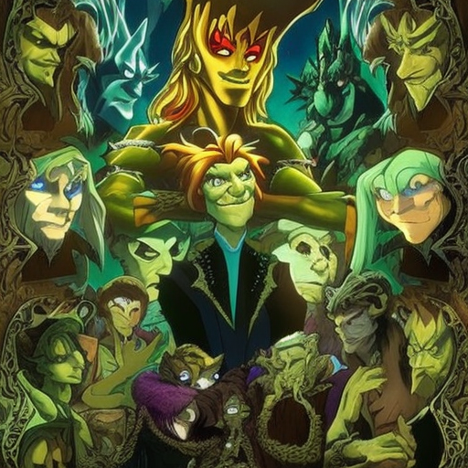 Artistic interpretation of themes and motifs of the movie Scooby-Doo! and the Goblin King by Joe Sichta