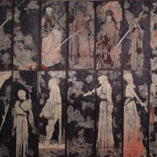 Artistic interpretation of themes and motifs of the movie Seven Samurai by Akira Kurosawa