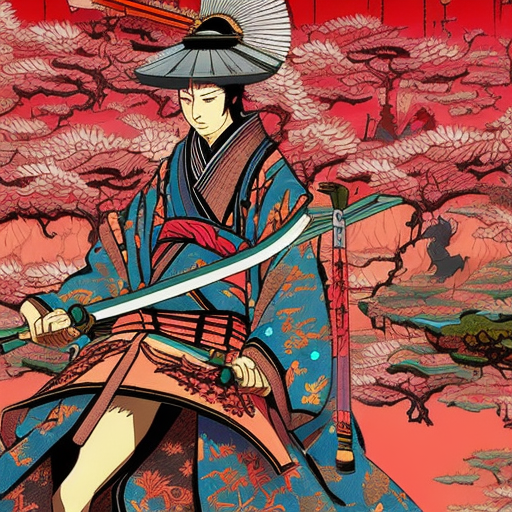 Artistic interpretation of themes and motifs of the book Shōgun by James Clavell