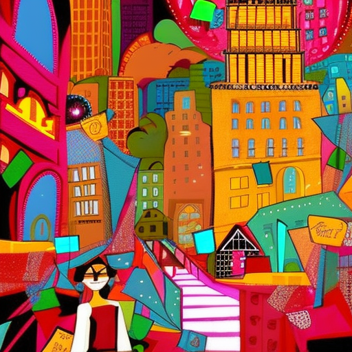 Artistic interpretation of themes and motifs of the book Shopaholic Takes Manhattan by Sophie Kinsella
