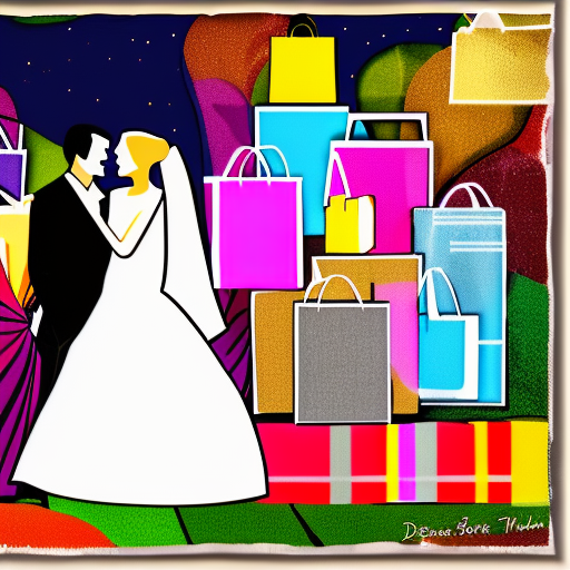 Artistic interpretation of themes and motifs of the book Shopaholic Ties the Knot by Sophie Kinsella