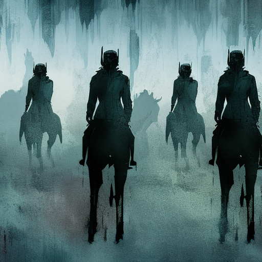 Artistic interpretation of themes and motifs of the book The 5th Horseman by James Patterson