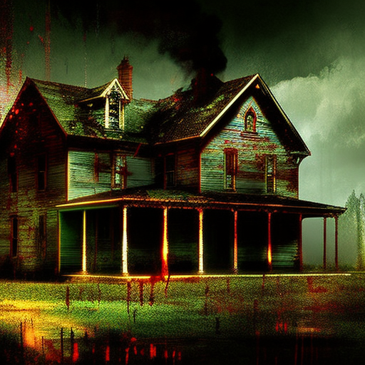 Artistic interpretation of themes and motifs of the book The Amityville Horror by Jay Anson