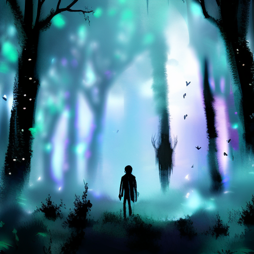 Artistic interpretation of themes and motifs of the book The Boy from the Woods by Harlan Coben