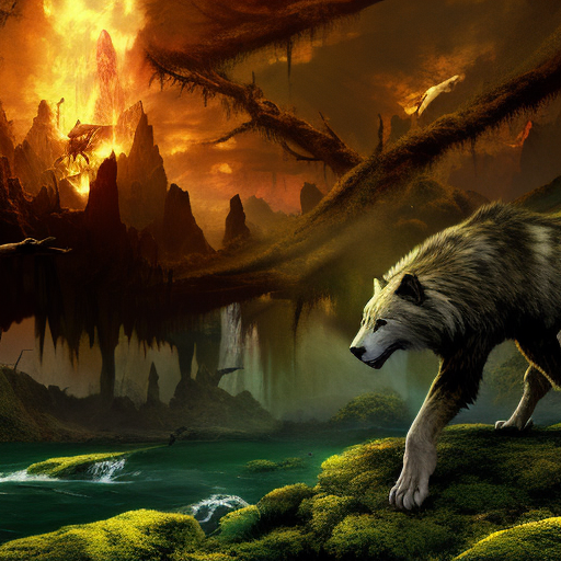 Artistic interpretation of themes and motifs of the book The Call of the Wild / White Fang by Jack London