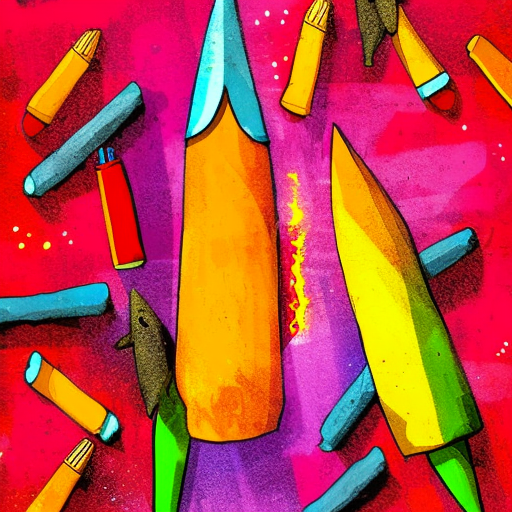 Artistic interpretation of themes and motifs of the book The Day the Crayons Quit by Drew Daywalt