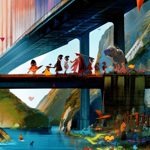 Artistic interpretation of themes and motifs of the book The Family Under the Bridge by Natalie Savage Carlson