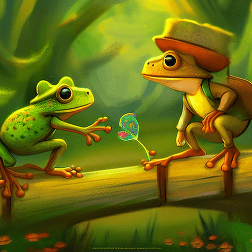 Artistic interpretation of themes and motifs of the book The Frog and Toad Treasury: Frog and Toad are Friends/Frog and Toad Together/Frog and Toad All Year by Arnold Lobel