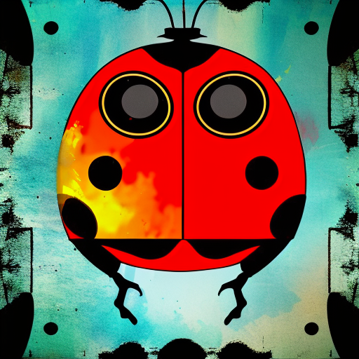 Artistic interpretation of themes and motifs of the book The Grouchy Ladybug by Eric Carle