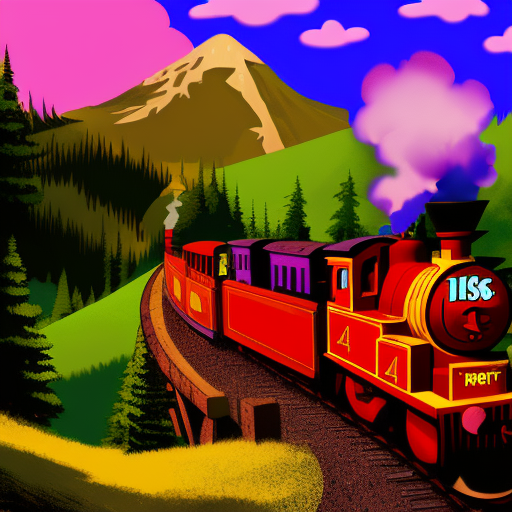 Artistic interpretation of themes and motifs of the book The Little Engine That Could by Watty Piper