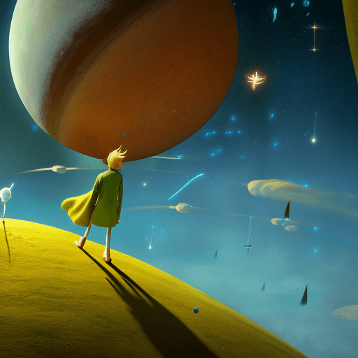 Artistic interpretation of themes and motifs of the book The Little Prince by Antoine de Saint-Exupéry