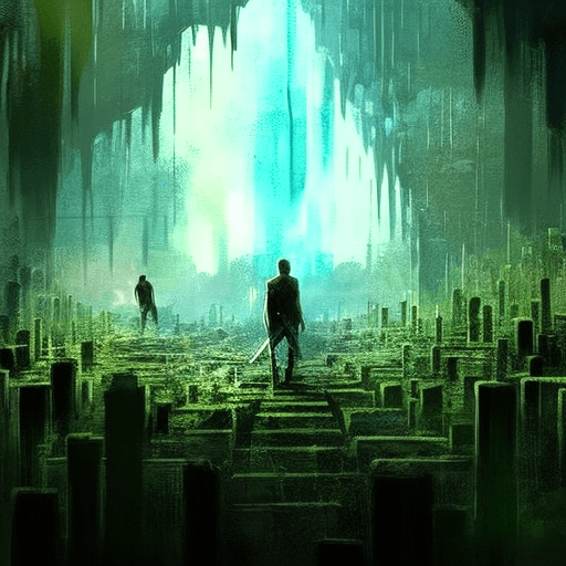 Artistic interpretation of themes and motifs of the book The Maze Runner by James Dashner