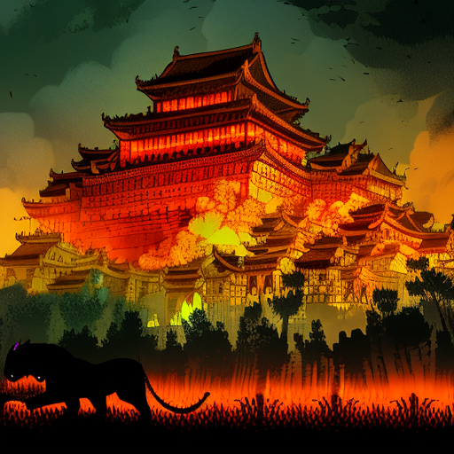 Artistic interpretation of themes and motifs of the book The Night Tiger by Yangsze Choo