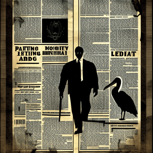 Artistic interpretation of themes and motifs of the book The Pelican Brief by John Grisham
